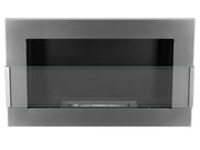 Bio Ethanol Fireplace 650x400 - Wall-Mounted - With glass - Silver - Set