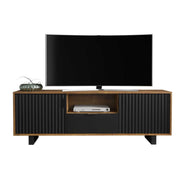 TV Unit TV Cabinet Sideboard Storage Modern Stand Oak Black Wave Doors 160cm