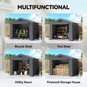 8 x 4 ft Garden Storage Shed with Roll-up Zipper Door Grey Refurbished
