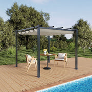 3 x 3 m Metal Pergola Gazebo Patio Sun Shelter Retractable Canopy Garden Shelter