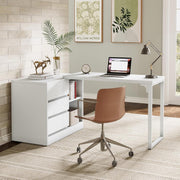 Modern L-Shaped Office Computer Desk Study Writing Table with Drawers & Shelves