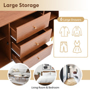 Large 150 cm Modern Rattan Sideboard 2 Door 3 Drawer Metal Legs for Living Room