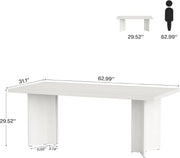 63-Inch Executive Desk Vintage Home Office Computer Desk with Large Tabletop