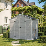 8 X 4FT Plastic Garden with Double Doors Lockable Outdoor Storage Shed W/ Window