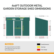 4x6 FT Flat Roof Steel Storage Shed, Pre-drilled Steel Panels, Outdoor Tool Shed