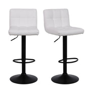 2 X White Bar Stools Breakfast Chairs Faux Leather Swivel, Black Metalwork