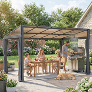 Outdoor Pergola Gazebo Party Tent Garden Sun Shelter 4 x 3m w/ Curtain