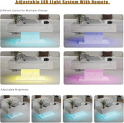 High Gloss LED Coffee Table Cocktail Center Table Modern Living Room Rectangle