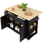 Kitchen Island Cart !SALE! Black Rolling Storage Cabinet Drop Leaf Power Outlet