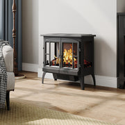 Black 2000W Electric Fireplace Fire Flame Effect Heater Log Burner Stove Standin