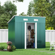 4x6 FT Flat Roof Steel Storage Shed, Pre-drilled Steel Panels, Outdoor Tool Shed