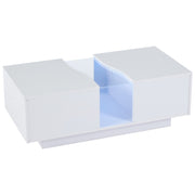 Led Coffee Table with 2 Drawer Storage, High Gloss Coffee Table for Living Room
