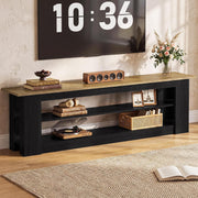 71-Inch Farmhouse Extra Long TV Stand with Storage Shelves for TVs up to 80 Inch