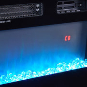 TV Stand Cabinet High Gloss White Electric Fireplace Unit W/ LED 12 Colour Flame