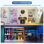 Glass Display Cabinet with Lock & RGB LED Lights — Figurine Showcase, Lockable