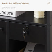 Black Office Filing Cabinet Mobile Printer Stand File Storage Drawer Wheels