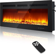 60inch LED Fireplace Media Wall Fire Wall Mounted Standing Electric Heater 12Col