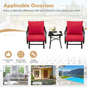 3PCS Rocking Chair & Table Set Garden Patio Bistro Set Glider Rocker W/ Cushion