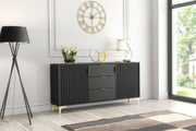 TV Unit Sideboard TV Stand Cabinet Cupboard Storage Unit Black Loft Retro 140cm