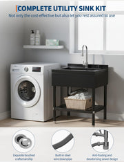 Stainless Steel Utility Sink 304 Bowl Wash Station Kitchen Garage, Garden, Outdo