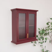Mulberry Red Reeded Glass Wall Cabinet