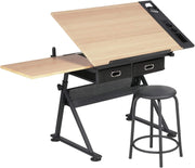 Drawing Table Drawers Stool Adjustable Desk Engineering Drafting Tiltable Craft