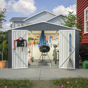 Garden Shed 10X8FT Metal Apex Roof With Free Foundation Base Storage House Anthr