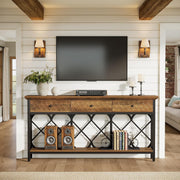 70.87'' Console Table with 3 Drawer Industrial Narrow Entryway Table for Hallway