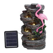 Solar Powered Garden Water Feature Outdoor Water Fountain Cascade with LED Light