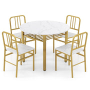 COSTWAY 5 Piece Dining Table Set Round Kitchen Table & 4 Chairs-White