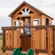 Backyard Discovery Echo Heights Wooden Playhouse Slide Clubhouse Kids 3-10 Yrs