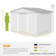 6.5x5.2ft Garden Shed Tools Equipments Storage Sliding Door House Hut Shelter