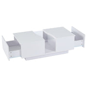 Led Coffee Table with 2 Drawer Storage, High Gloss Coffee Table for Living Room