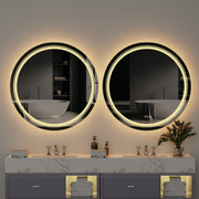 80cm Round LED Dimmable Bathroom Mirror Make Up Light Up Touch Sensor Wall Mount