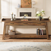 70.9-Inch Long Console Table with 3 Drawers & Open Storage Shelves for Entryway