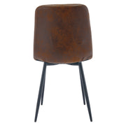 4X Dining Chairs Set Faux Suede Leather Padded Seat Metal Leg Kitchen