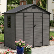 8x4FT Garden Shed Plastic Tool Bike Storage House with Lockable Doors & Floor UK
