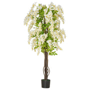 Artificial Plant White Wisteria Tree in Pot Plant for Decor, 160cm