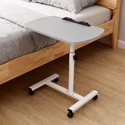 Adjustable Overbed Table Bedside Laptop Tray Table on Wheels Hospital Home Grey