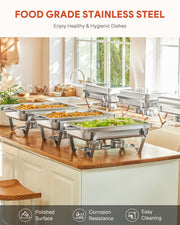 WILPREP 6 Pack Chafer Chafing Dish Set 9L Stainless Steel Bain Marie Food Warmer