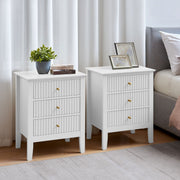 Pair of 3 Drawer Bedside Tables - Hales White Range modern bedroom furniture set