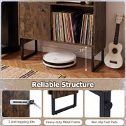 Large Turntable Cabinet Record Player Stand with Power Outlets Vinyl Holder