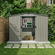 8 x 8ft Metal Garden Shed Glitter Finish Outdoor Storage House with Foundation