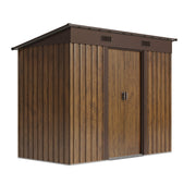 4x8FT Garden Shed Metal Pent Roof Outdoor Storage House With Free Foundation Kit