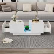 Led Coffee Table with 2 Drawer Storage, High Gloss Coffee Table for Living Room