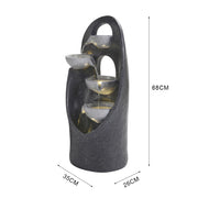 Solar Powered Garden Water Feature Outdoor Water Fountain Cascade with LED Light