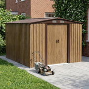 10X8FT Metal Garden Storage Shed Waterproof Shed w/ Sliding Door Free Foundation