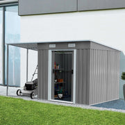5.5 X 5.5FT Metal Garden Shed Tools Bikes Storage House Shelter with Side Canopy