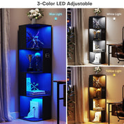 4-Tier Corner Display Cabinet with 3-Colour LED Lighting and Motion Sensor