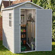 Grey Wood Grain Plastic Garden Shed 6x8 6x6 5x3 Outdoor Tool Bike Storage House